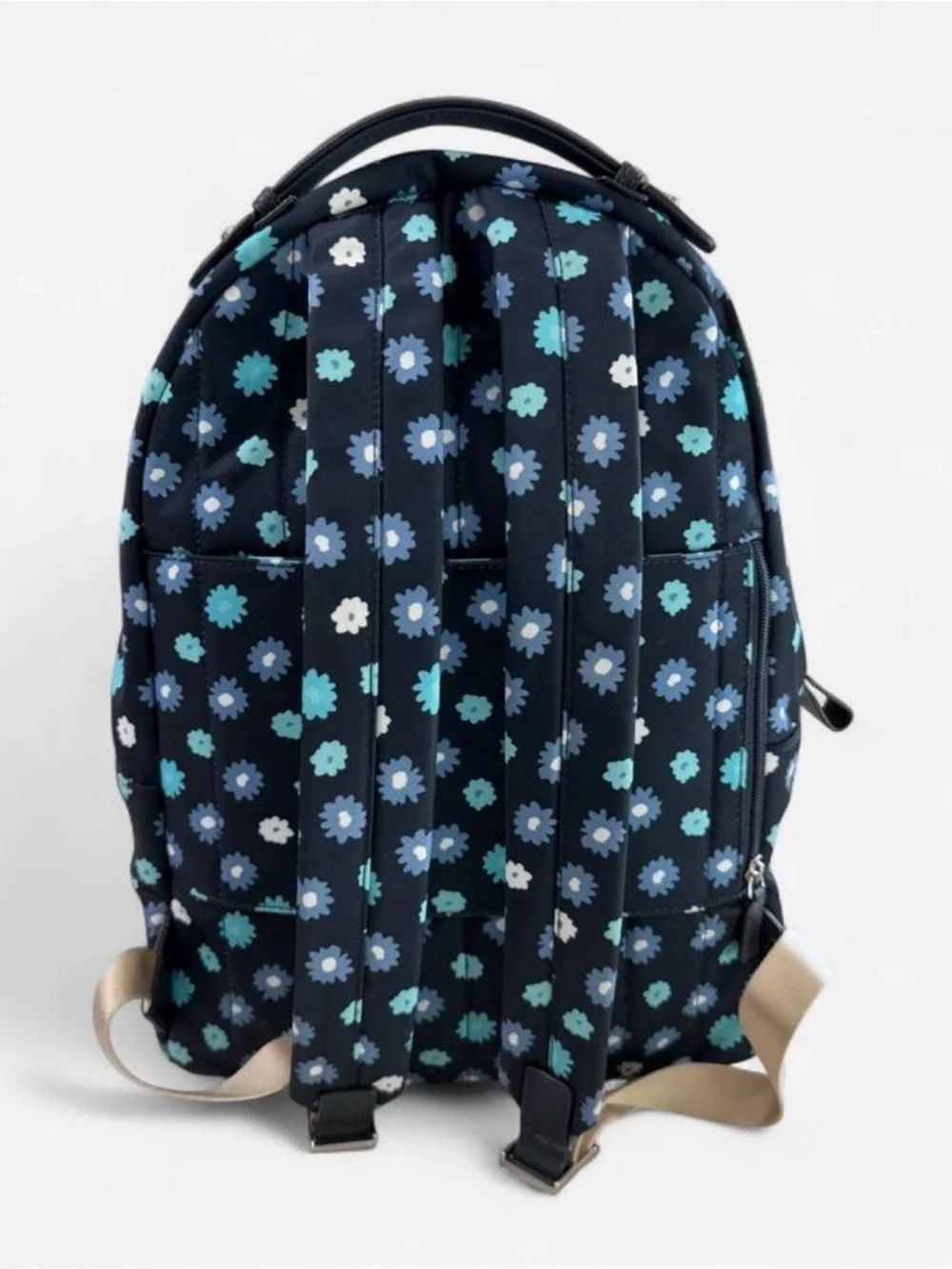 Michael Kors Navy Floral Mini Backpack with Teal and Light Blue Accents